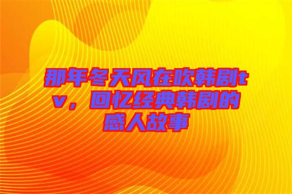 那年冬天風在吹韓劇tv，回憶經(jīng)典韓劇的感人故事