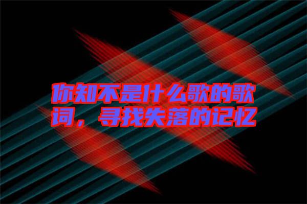 你知不是什么歌的歌詞，尋找失落的記憶