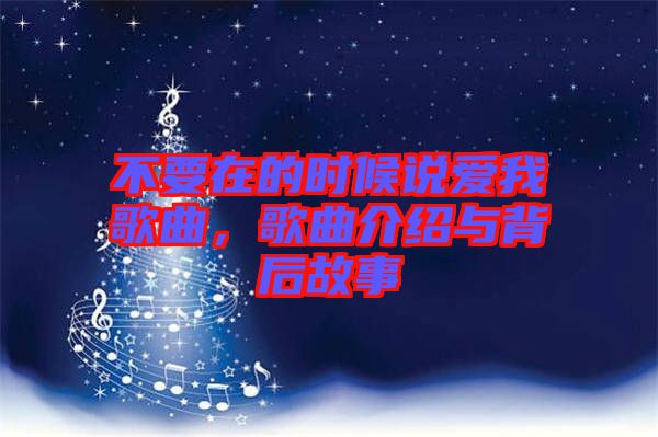 不要在的時候說愛我歌曲，歌曲介紹與背后故事