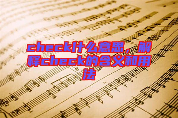 check什么意思，解釋check的含義和用法