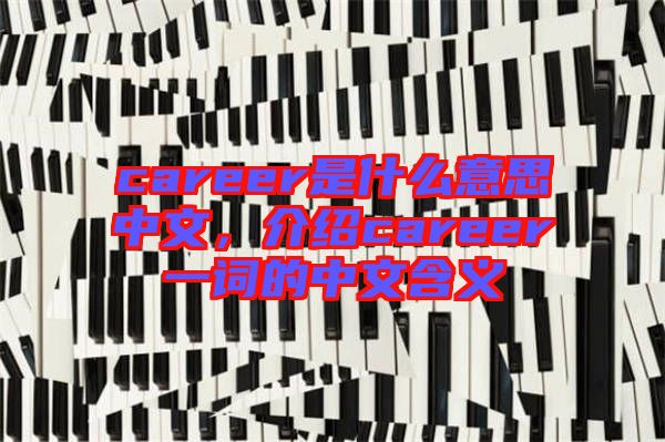 career是什么意思中文，介紹career一詞的中文含義