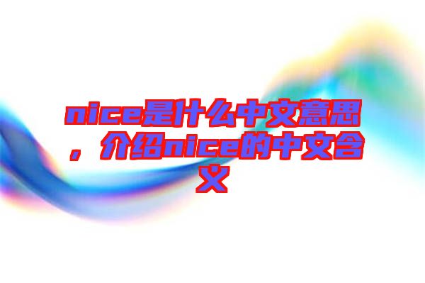 nice是什么中文意思，介紹nice的中文含義