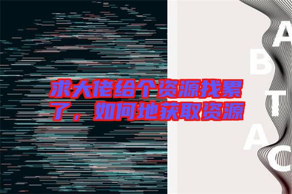 求大佬給個資源找累了，如何地獲取資源