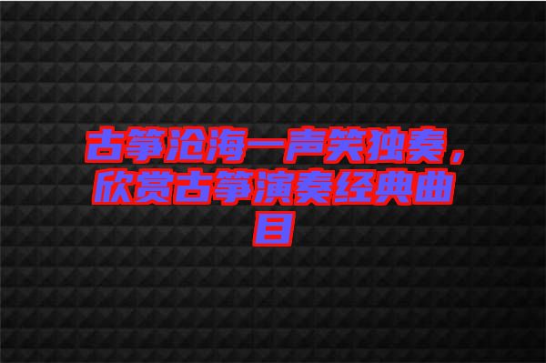 古箏滄海一聲笑獨奏，欣賞古箏演奏經(jīng)典曲目