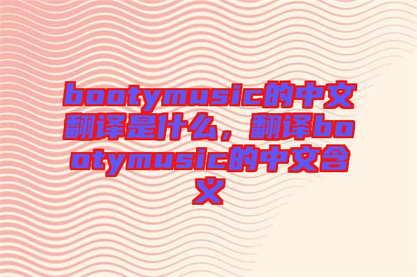 bootymusic的中文翻譯是什么，翻譯bootymusic的中文含義