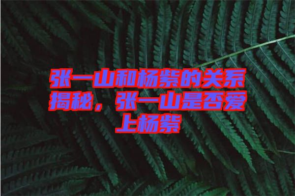 張一山和楊紫的關(guān)系揭秘，張一山是否愛(ài)上楊紫