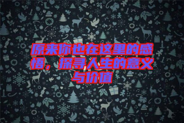 原來你也在這里的感悟，探尋人生的意義與價值