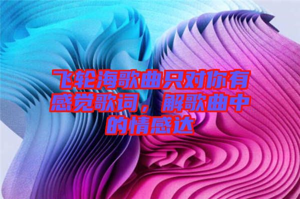 飛輪海歌曲只對你有感覺歌詞，解歌曲中的情感達