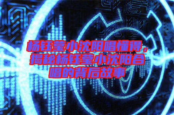 楊鈺瑩小沈陽唱懂得，揭秘楊鈺瑩小沈陽合唱的背后故事