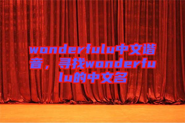 wonderfulu中文諧音，尋找wonderfulu的中文名