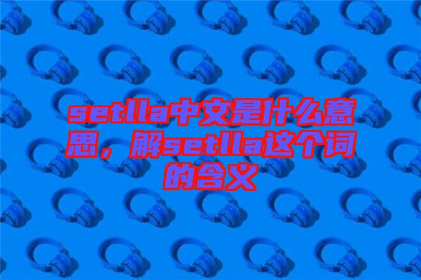 setlla中文是什么意思，解setlla這個詞的含義