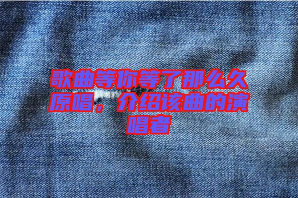 歌曲等你等了那么久原唱，介紹該曲的演唱者