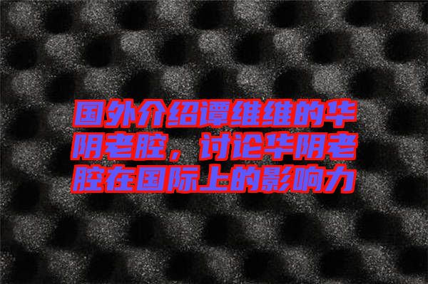 國外介紹譚維維的華陰老腔，討論華陰老腔在國際上的影響力