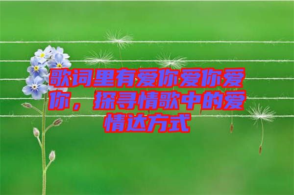 歌詞里有愛你愛你愛你，探尋情歌中的愛情達(dá)方式