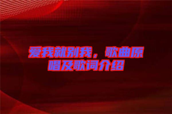 愛我就別我，歌曲原唱及歌詞介紹