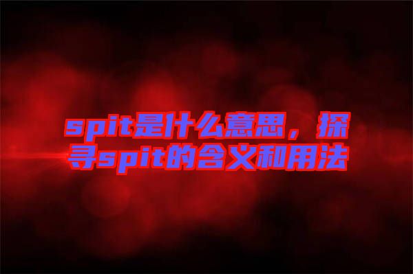 spit是什么意思，探尋spit的含義和用法
