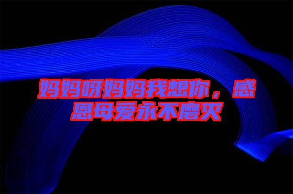 媽媽呀媽媽我想你，感恩母愛永不磨滅