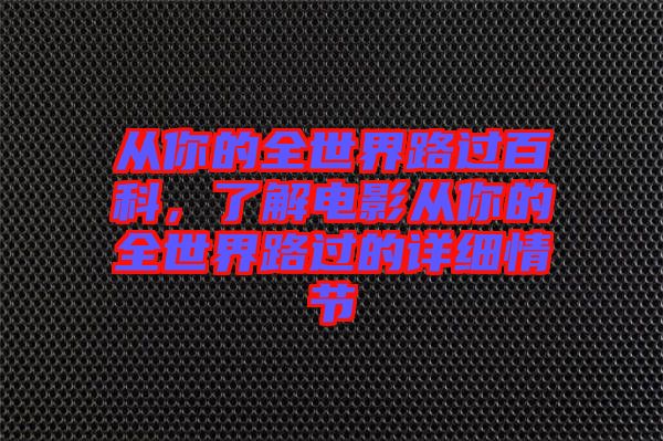 從你的全世界路過百科，了解電影從你的全世界路過的詳細情節(jié)