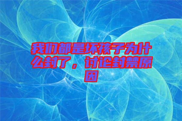 我們都是壞孩子為什么封了，討論封禁原因