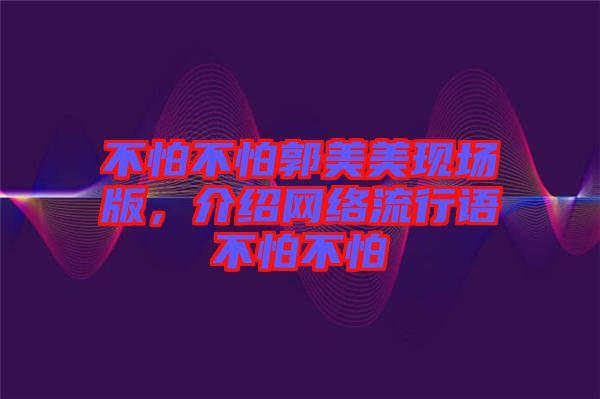 不怕不怕郭美美現(xiàn)場(chǎng)版，介紹網(wǎng)絡(luò)流行語不怕不怕