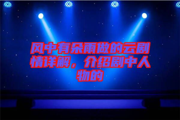 風(fēng)中有朵雨做的云劇情詳解，介紹劇中人物的