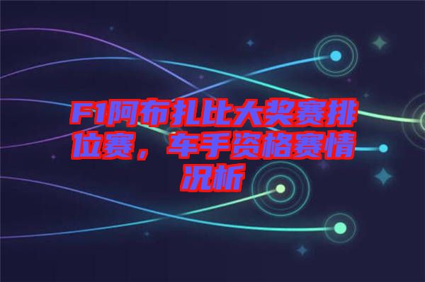 F1阿布扎比大獎(jiǎng)賽排位賽，車手資格賽情況析