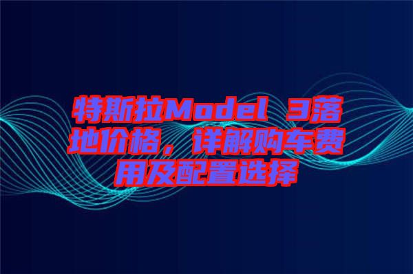 特斯拉Model 3落地價(jià)格，詳解購車費(fèi)用及配置選擇