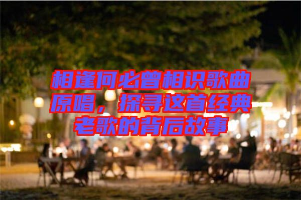 相逢何必曾相識(shí)歌曲原唱，探尋這首經(jīng)典老歌的背后故事