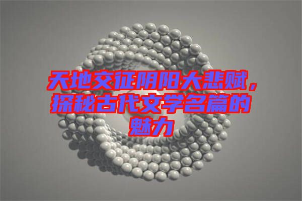 天地交征陰陽(yáng)大悲賦，探秘古代文學(xué)名篇的魅力