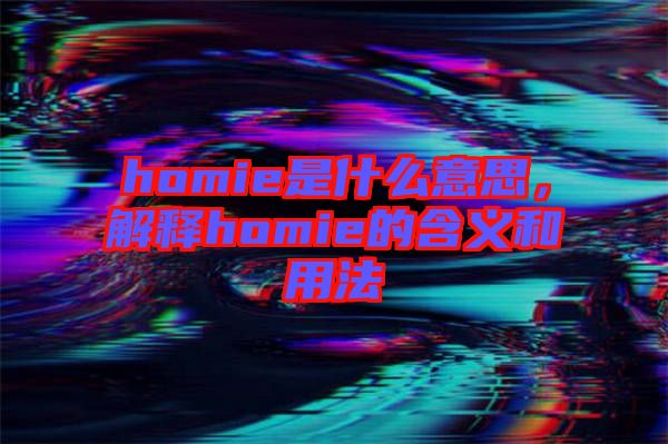 homie是什么意思，解釋homie的含義和用法