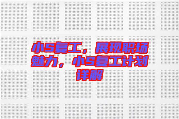 小S復(fù)工，展現(xiàn)職場(chǎng)魅力，小S復(fù)工計(jì)劃詳解