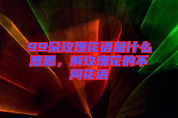 99朵玫瑰花語(yǔ)是什么意思，解玫瑰花的不同花語(yǔ)