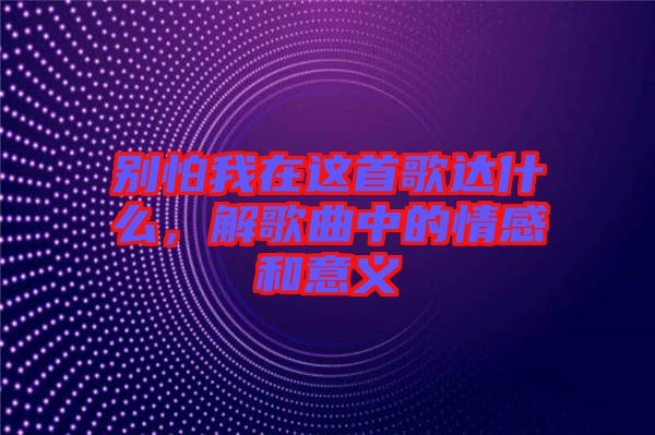 別怕我在這首歌達(dá)什么，解歌曲中的情感和意義