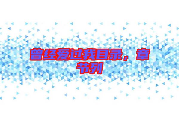 曾經(jīng)愛過我目錄，章節(jié)列