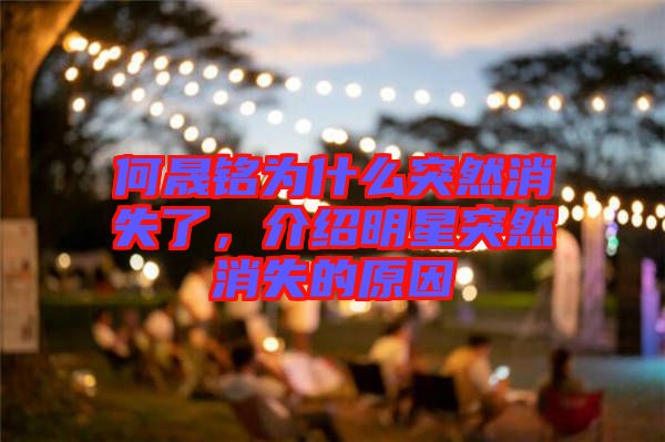 何晟銘為什么突然消失了，介紹明星突然消失的原因