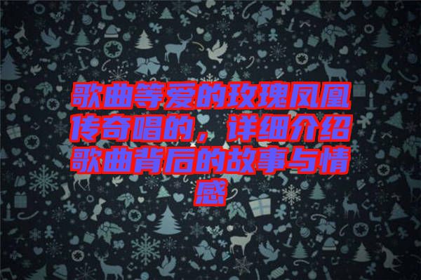 歌曲等愛的玫瑰鳳凰傳奇唱的，詳細介紹歌曲背后的故事與情感