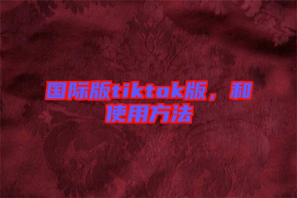 國(guó)際版tiktok版，和使用方法