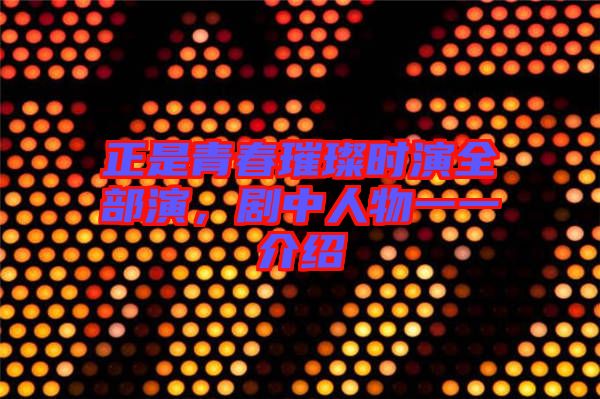 正是青春璀璨時(shí)演全部演，劇中人物一一介紹