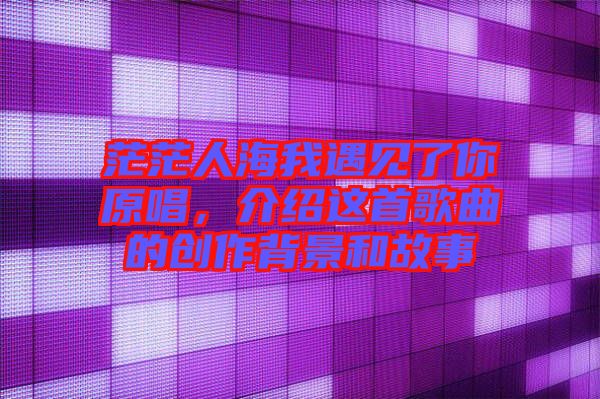 茫茫人海我遇見(jiàn)了你原唱，介紹這首歌曲的創(chuàng)作背景和故事