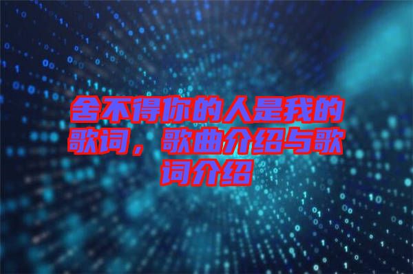 舍不得你的人是我的歌詞，歌曲介紹與歌詞介紹
