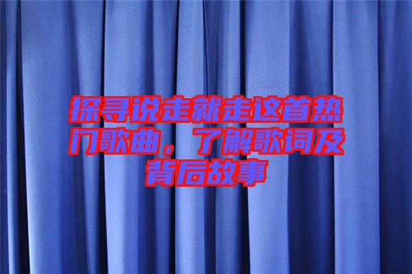 探尋說走就走這首熱門歌曲，了解歌詞及背后故事