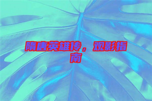 隋唐英雄傳，觀影指南