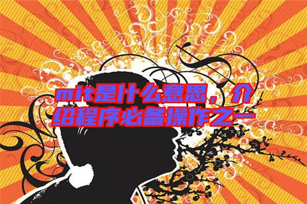 mit是什么意思，介紹程序必備操作之一