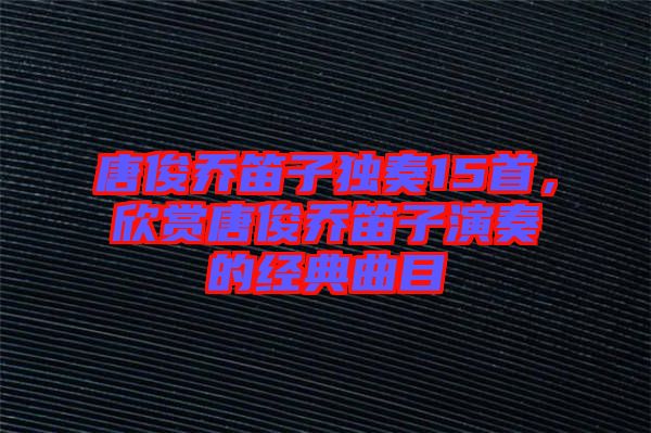 唐俊喬笛子獨奏15首，欣賞唐俊喬笛子演奏的經(jīng)典曲目