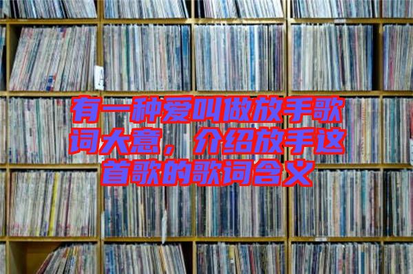 有一種愛叫做放手歌詞大意，介紹放手這首歌的歌詞含義