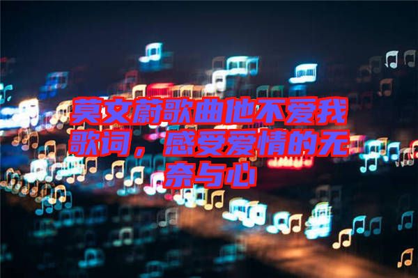 莫文蔚歌曲他不愛(ài)我歌詞，感受愛(ài)情的無(wú)奈與心