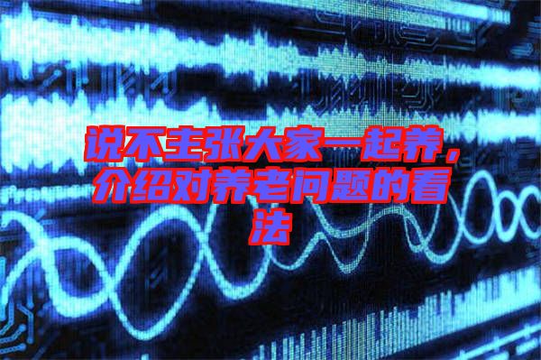 說不主張大家一起養(yǎng)，介紹對養(yǎng)老問題的看法