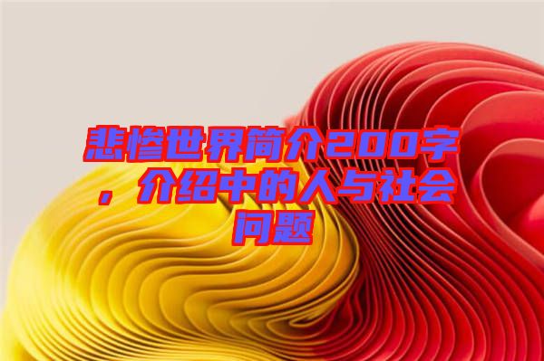 悲慘世界簡介200字，介紹中的人與社會問題