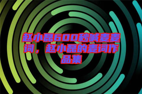 趙小磊600秒喊麥麥詞，趙小磊的麥詞作品集