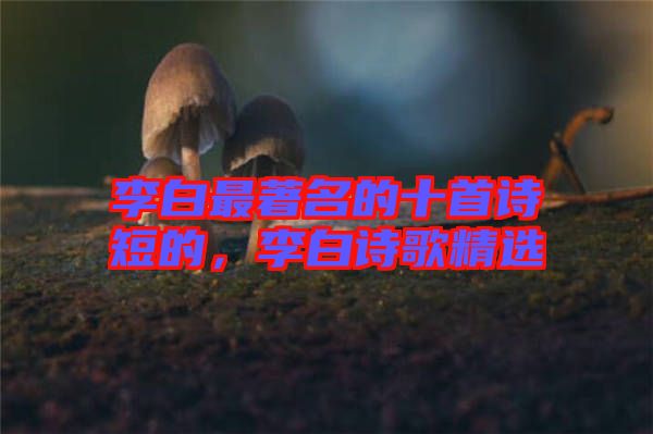李白最著名的十首詩短的，李白詩歌精選